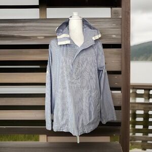 J Crew Cotton Pullover Top Womens Med Blue & White striped Nautical Preppy